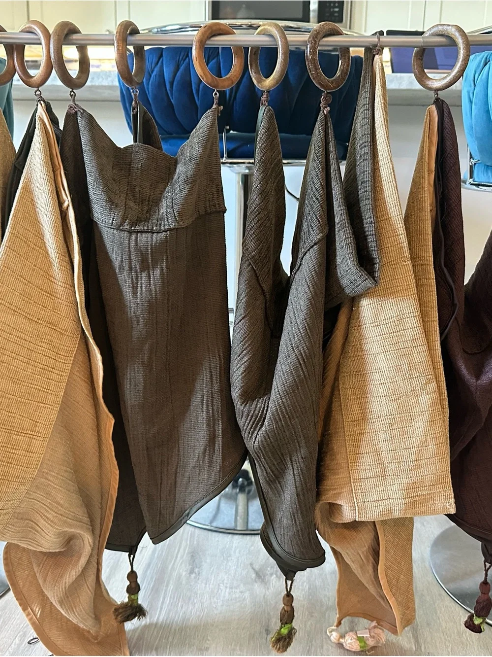 Croscill Home Window Scarf Valance Draping Set with Wood Rings and Tassels